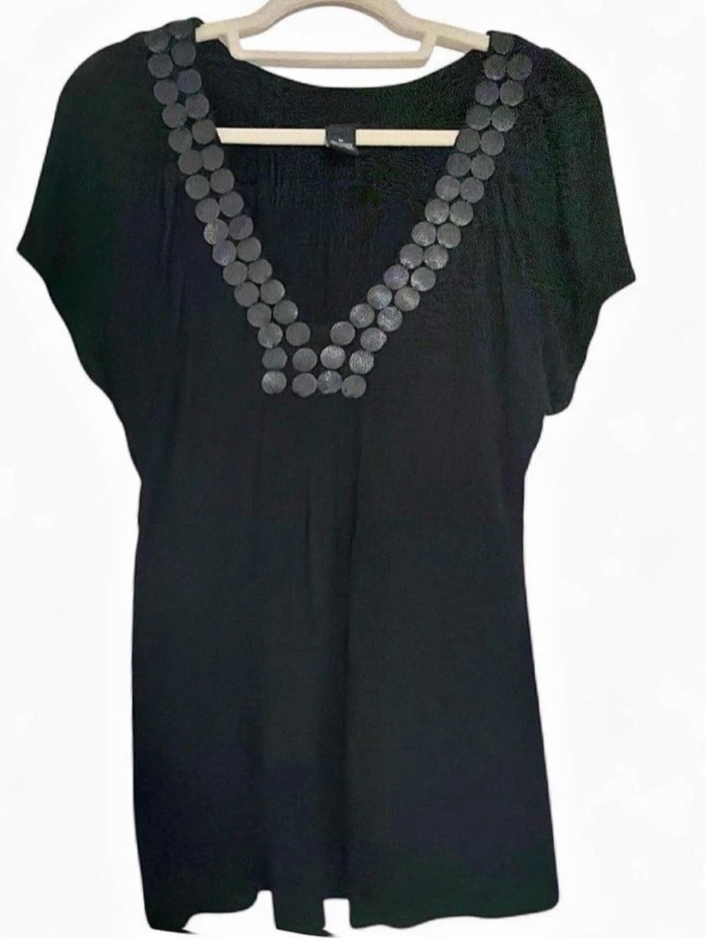 BCBGMAXAZRIA Embellished Black Blouse Size Medium
